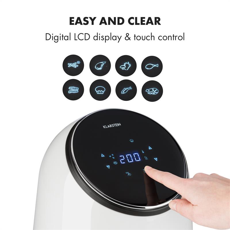 Klarstein AirVital Friggitrice ad Aria 1300W 2,5l CeraPlus-Antiaderente Touch bianco