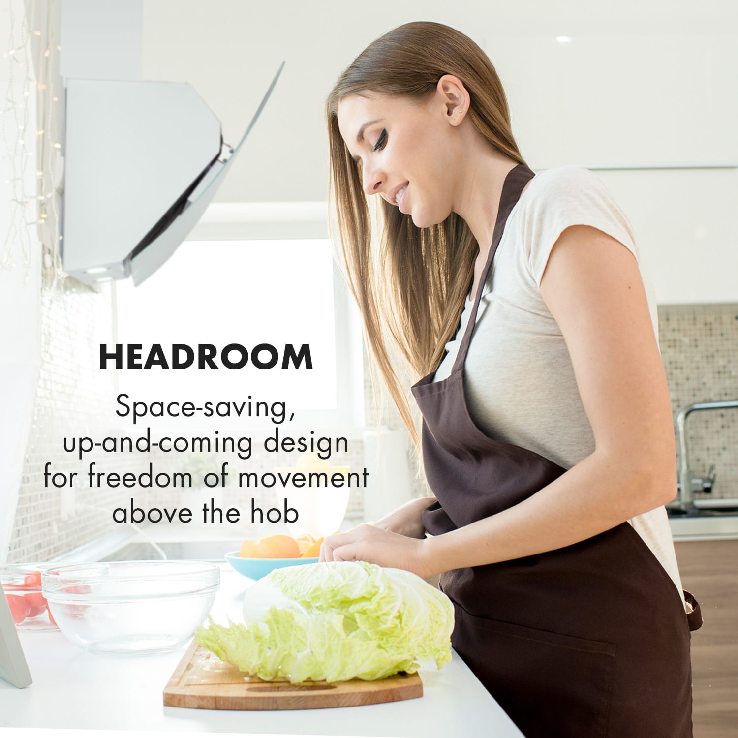 Klarstein Annabelle 90 Cooker Hood Glass 595 m3/h Touch Faucet White