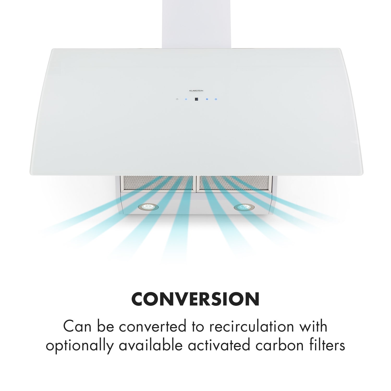 Klarstein Annabelle 90 Cooker Hood Glass 595 m3/h Touch Faucet White