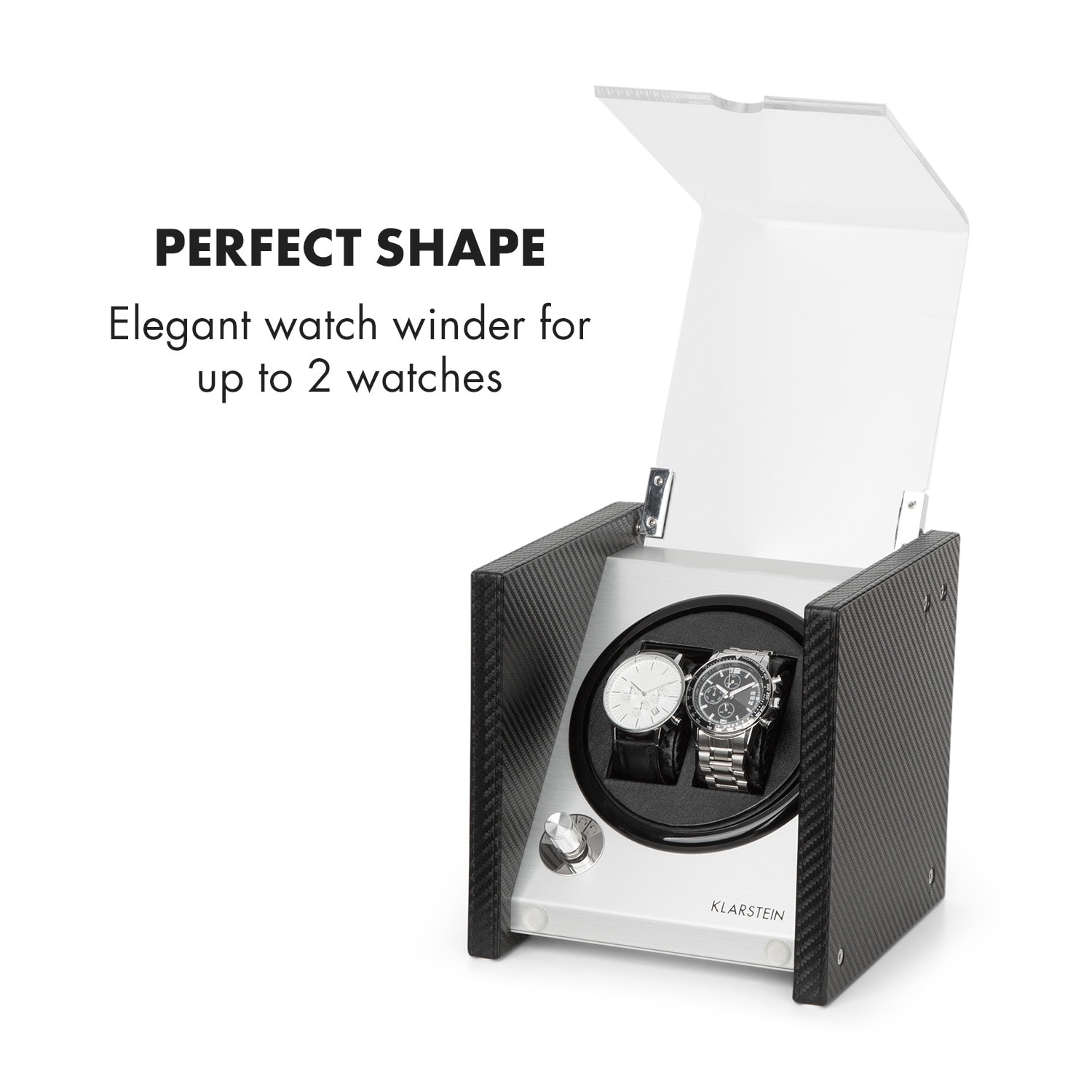 Klarstein Tokyo 2 Watch Winder, 2 Watches, 3 Speeds, 4 Modes, Black