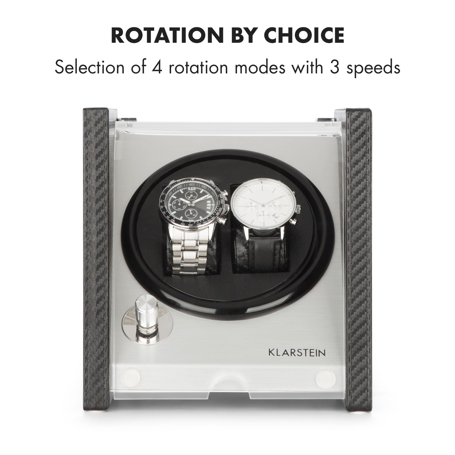 Klarstein Tokyo 2 Watch Winder, 2 Watches, 3 Speeds, 4 Modes, Black