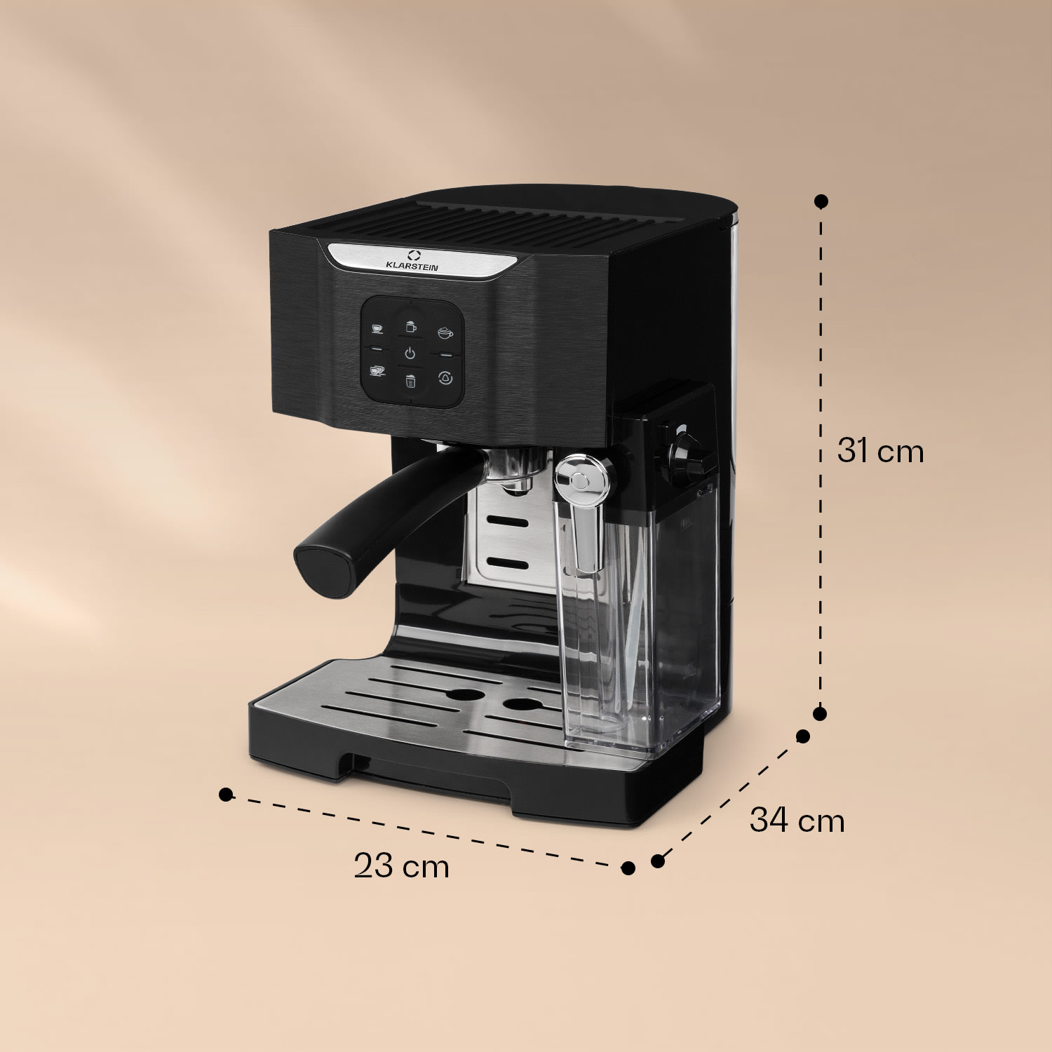 Klarstein BellaVita Coffee Maker 3-in-1 1450 W 20 Bar Milk Frother