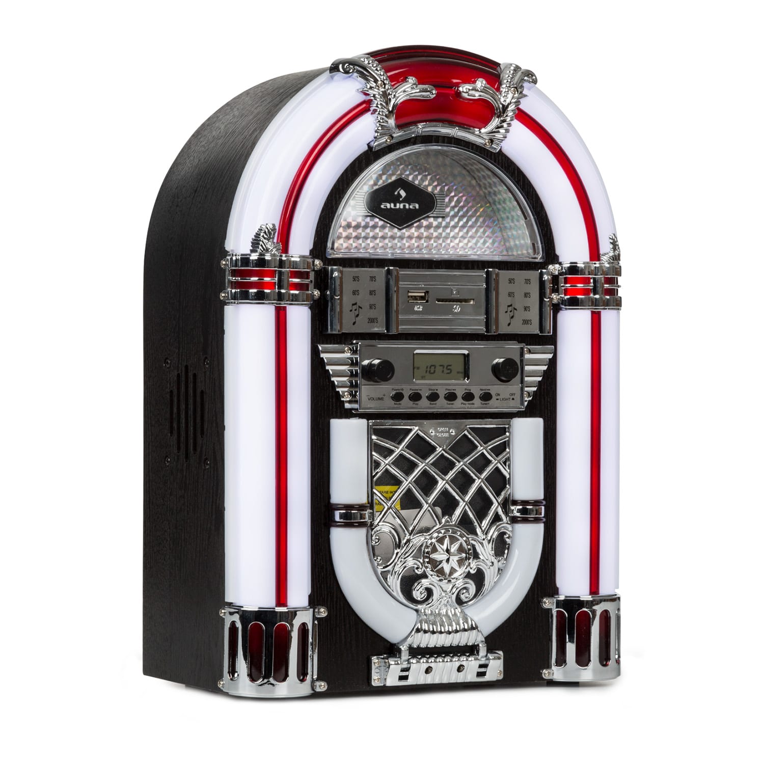 Auna Arizona Jukebox, BT, UKW-Radio, USB, SD, MP3, CD-Player, schwarz BX-Arizona