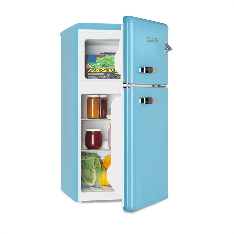 Klarstein Irene Combine Refrigerateur 61l Congelateur 24l Classe A Retro Bleu