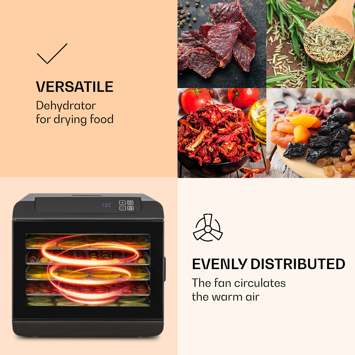 Klarstein Arizona Jerky Dehydrator 500W 35-70C digital touch display