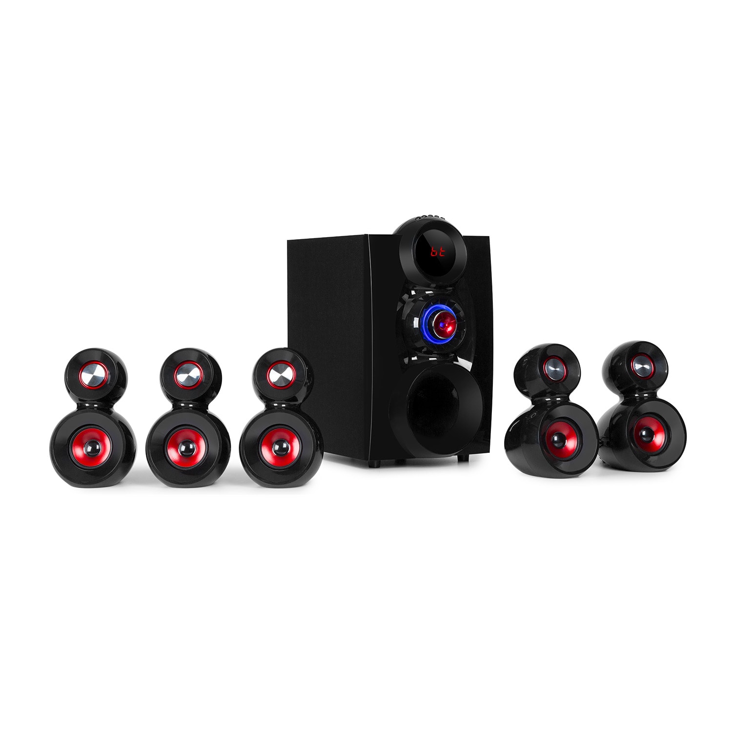 Auna X-Gaming 5.1 Surround-Audiosystem 380Wmax. OneSide Subwoofer BT USB SD MM-5.1-HBK3