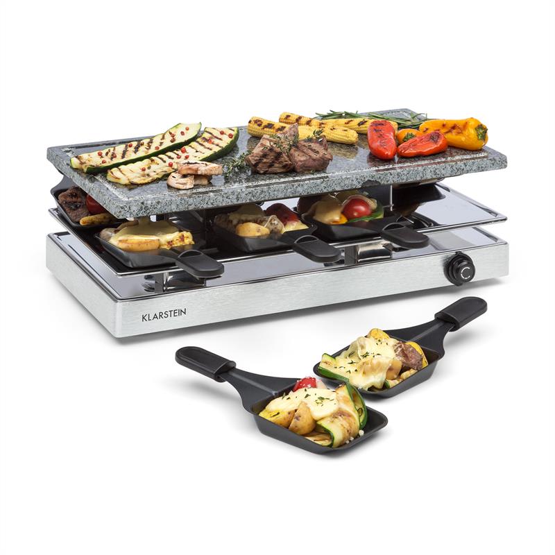 Klarstein Gourmette, rakletový gril, 1200 W, grilovacia platňa z prírodného kameňa, 8 osôb, ušľachtilá oceľ
