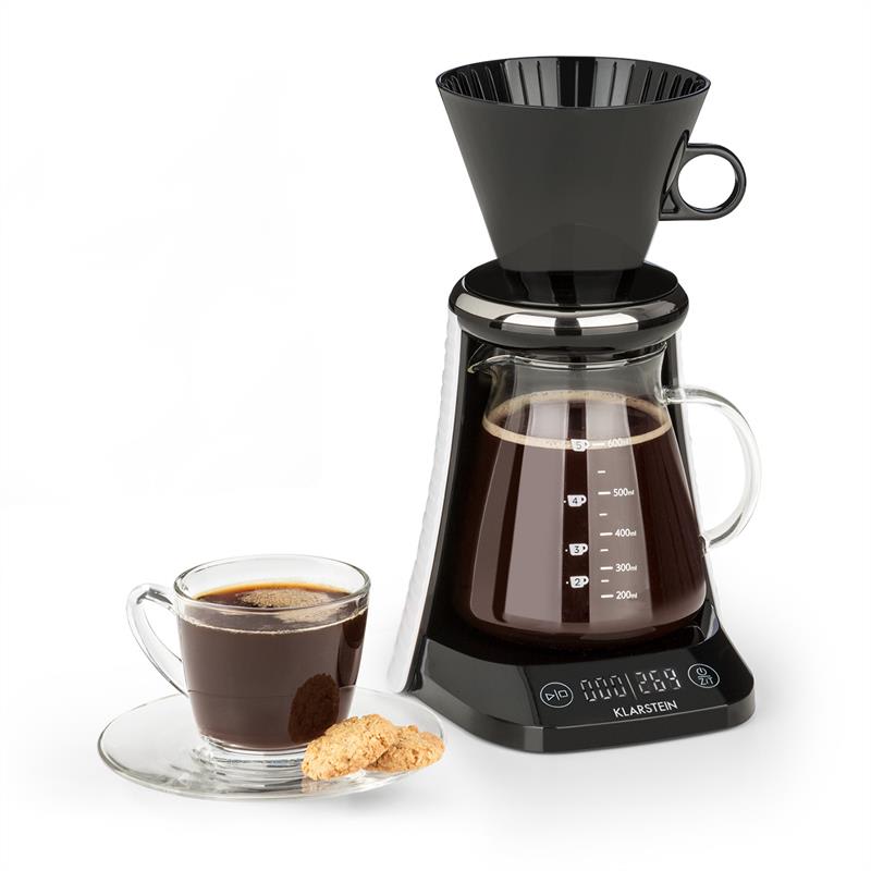 Klarstein craft coffee Scale Timer Glass Jug Filter Attachment 600ml Black / White