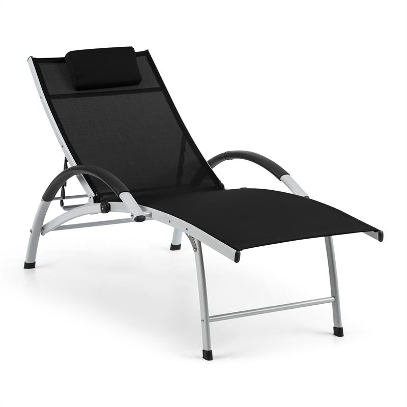 Blumfeldt Sun Valley Sonnenliege zusammenklappbar Kopfkissen schwarz