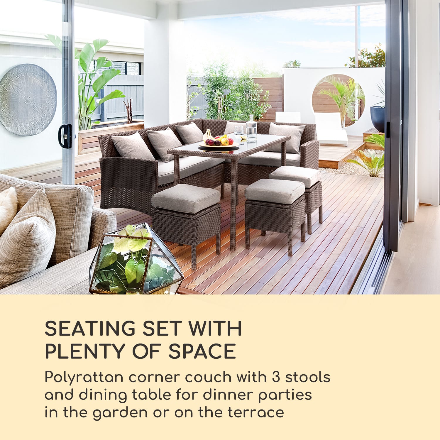Blumfeldt Titania Dining Lounge Set, kerti ülőgarnitúra, asztallal, barna termék 2. képe