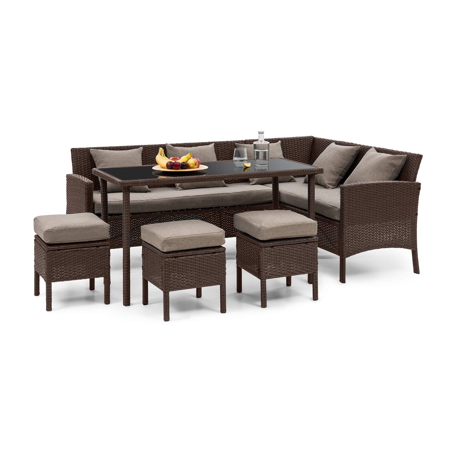 Blumfeldt Titania Dining Lounge Set, kerti ülőgarnitúra, asztallal, barna akciós termékkép 1