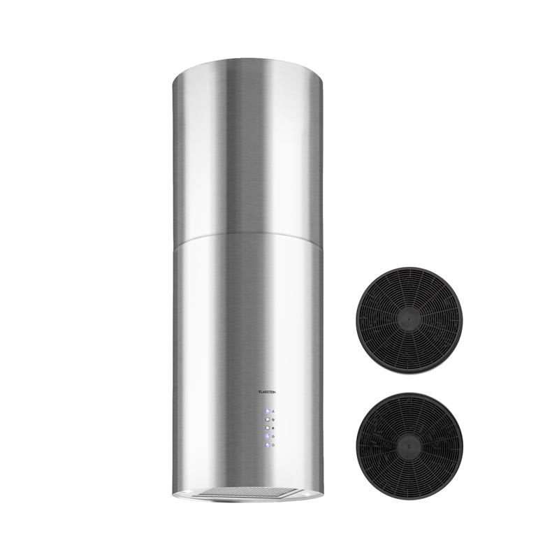 Beretta Inselabzugshaube Ø35cm Ab-/Umluft 650m³/h LED Aktivkohlefilter Edelstahl