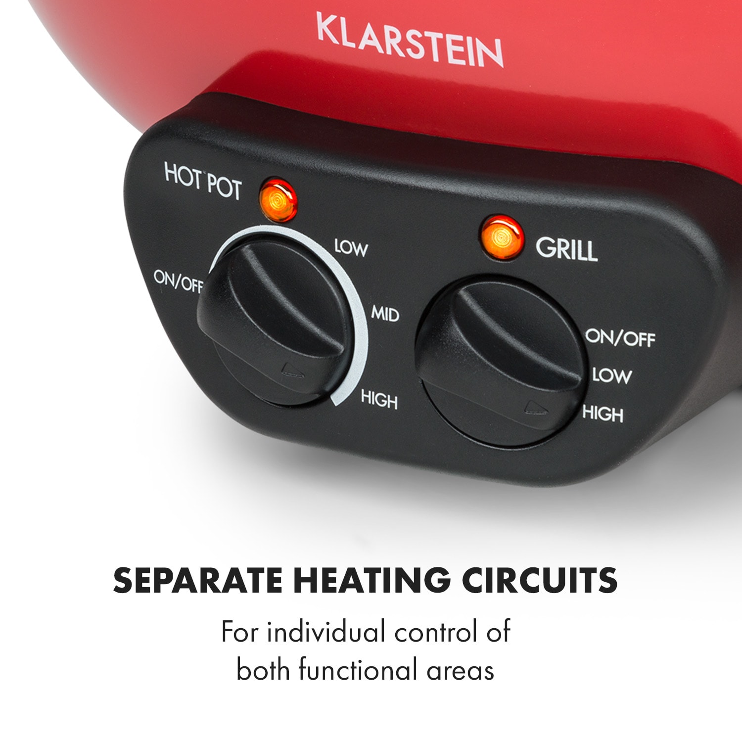 Klarstein Szechuan Hot Pot and Grill Plate 5l Vol. 1350 W, 600 W Red