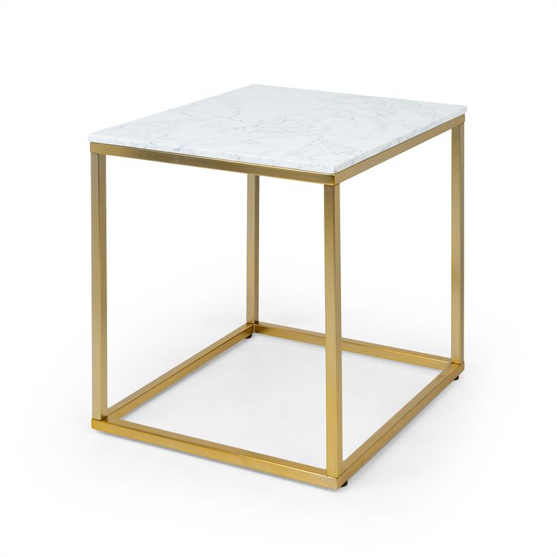 Besoa White Pearl I Tavolino 50x50x50cm (LxAxP) Marmo oro/bianco