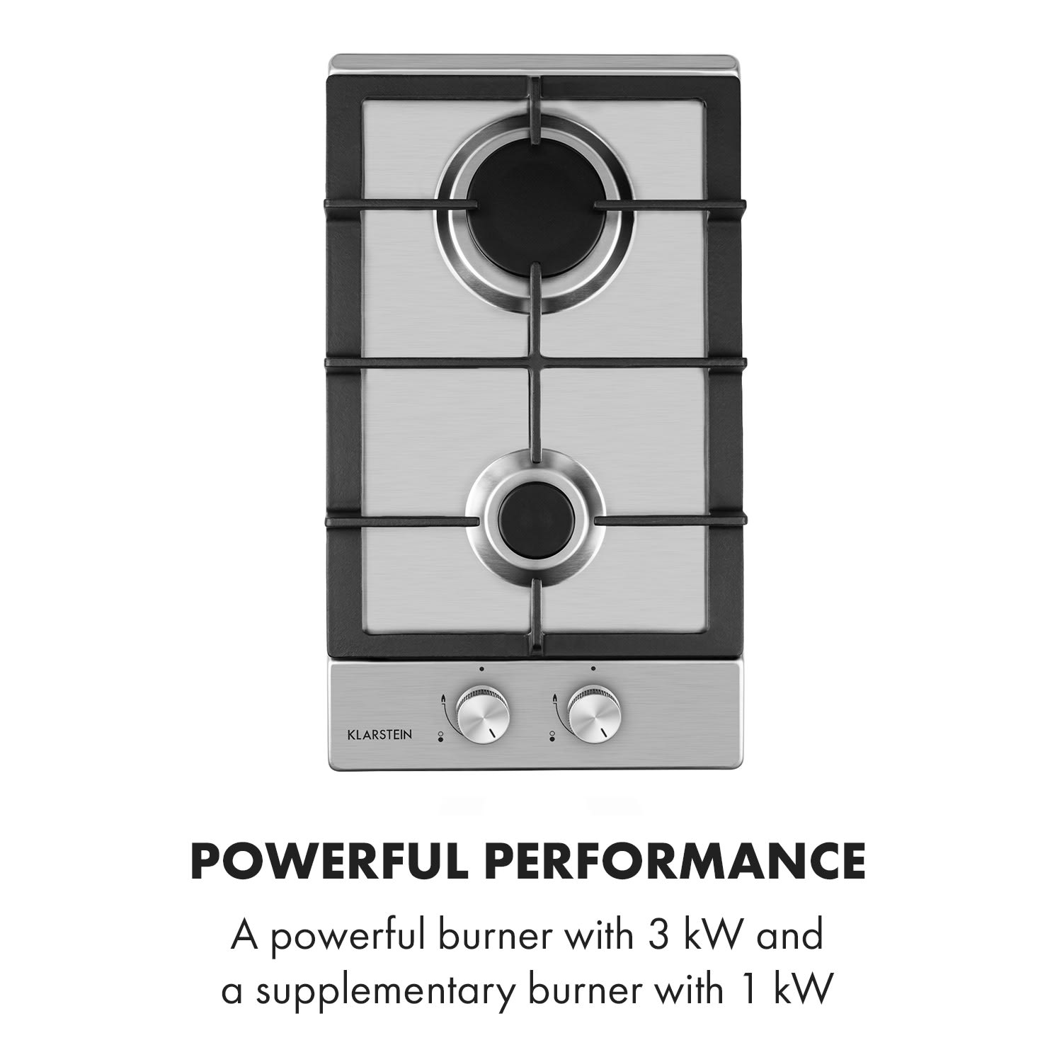 Klarstein Ignito Domino Gas Hob 2 Burners Stainless Steel Silver
