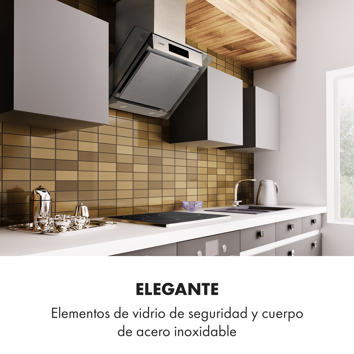 Klarstein Balzac 80 Campana extractora inclinada de 80 cm 190 W 610 m³/h Acero inoxidable Vidrio