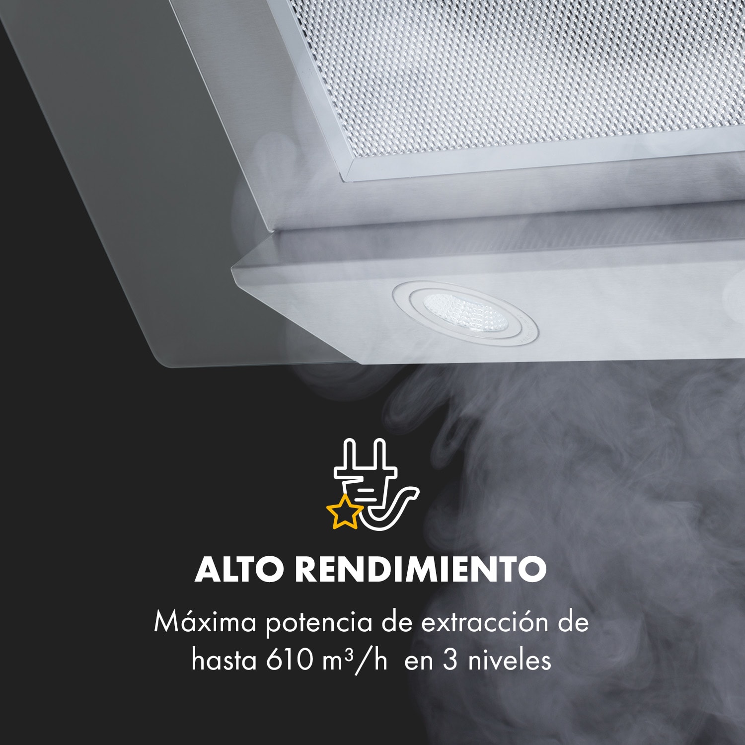 Klarstein Balzac 80 Campana extractora inclinada de 80 cm 190 W 610 m³/h Acero inoxidable Vidrio
