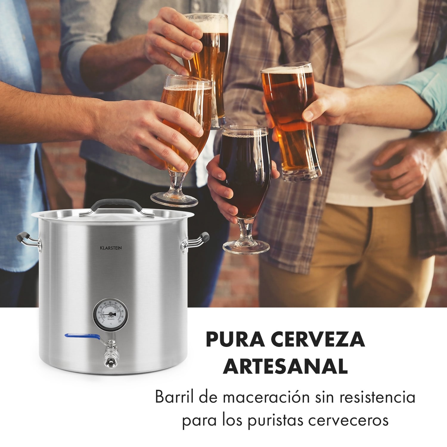 Klarstein Brauheld Pur 25 caldero para macerar 25 litros sin dispositivo térmico acero inoxidable