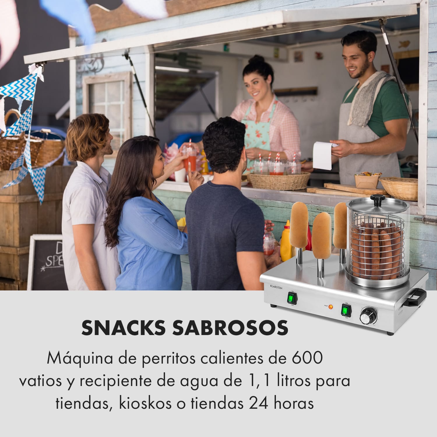 Klarstein Wurstfabrik Pro 600 Máquina de Hot Dogs de 600W 5L 30-100C Vidrio Acero inoxidable