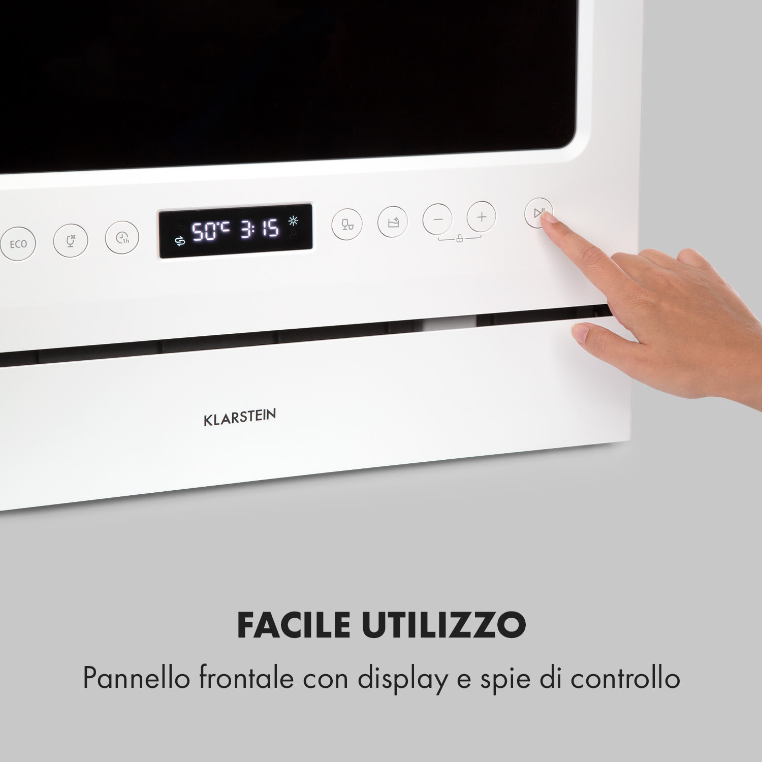 Klarstein Azuria - Lavastoviglie, 1380 W, 6,5 l, 6 coperti, frontale in vetro nero