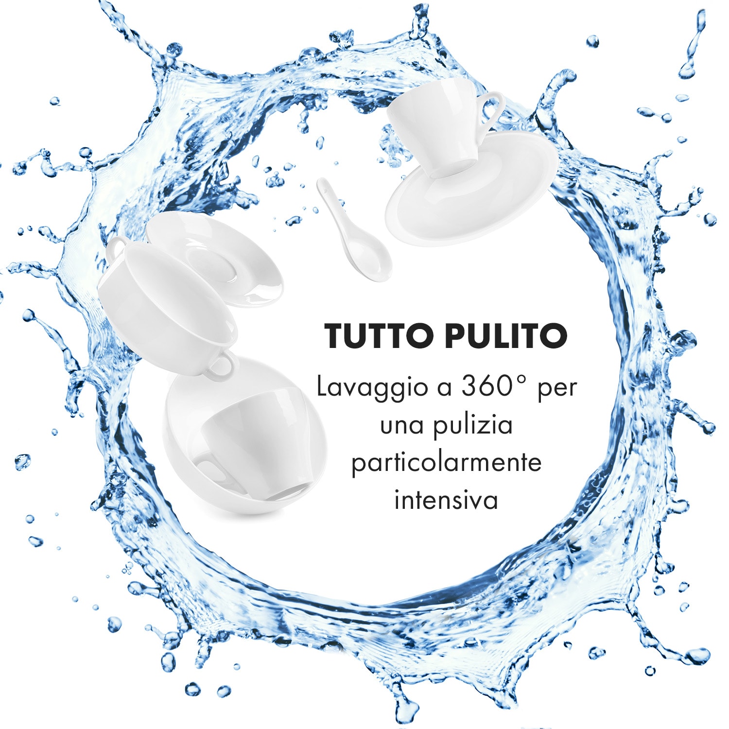 Klarstein Azuria - Lavastoviglie, 1380 W, 6,5 l, 6 coperti, frontale in vetro nero