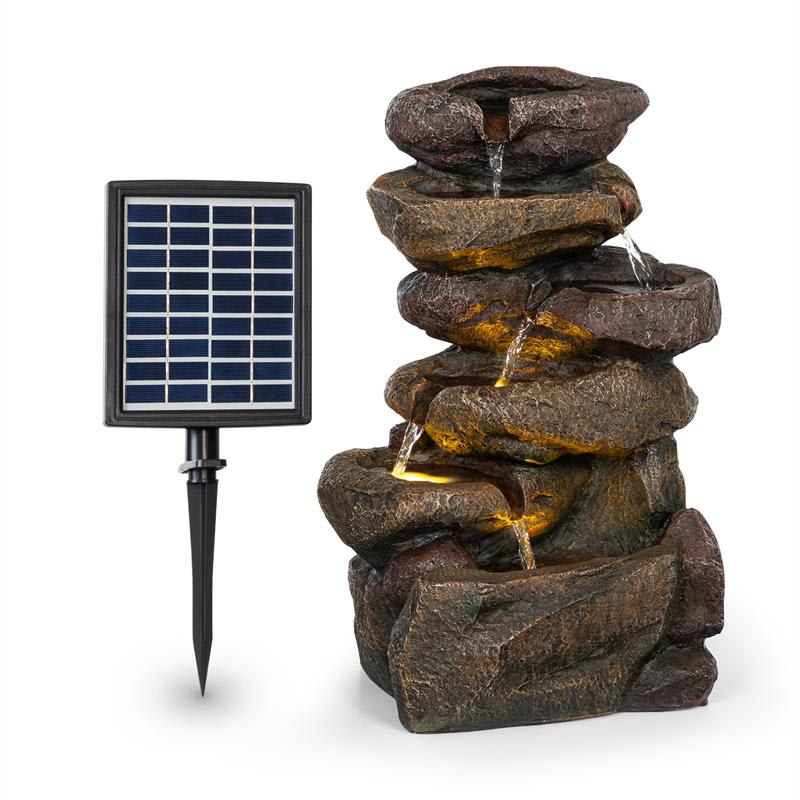 Blumfeldt Savona Fontana Solare 2,8 W Poliresina Batteria 5h LED Effetto Pietra