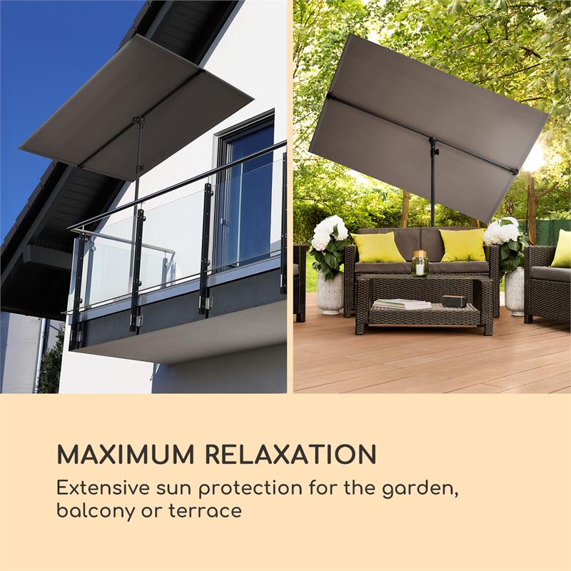 Blumfeldt Flex-Shade L Parasol Sun Shade 130 x 180 cm Polyester UV 50 Dark Grey