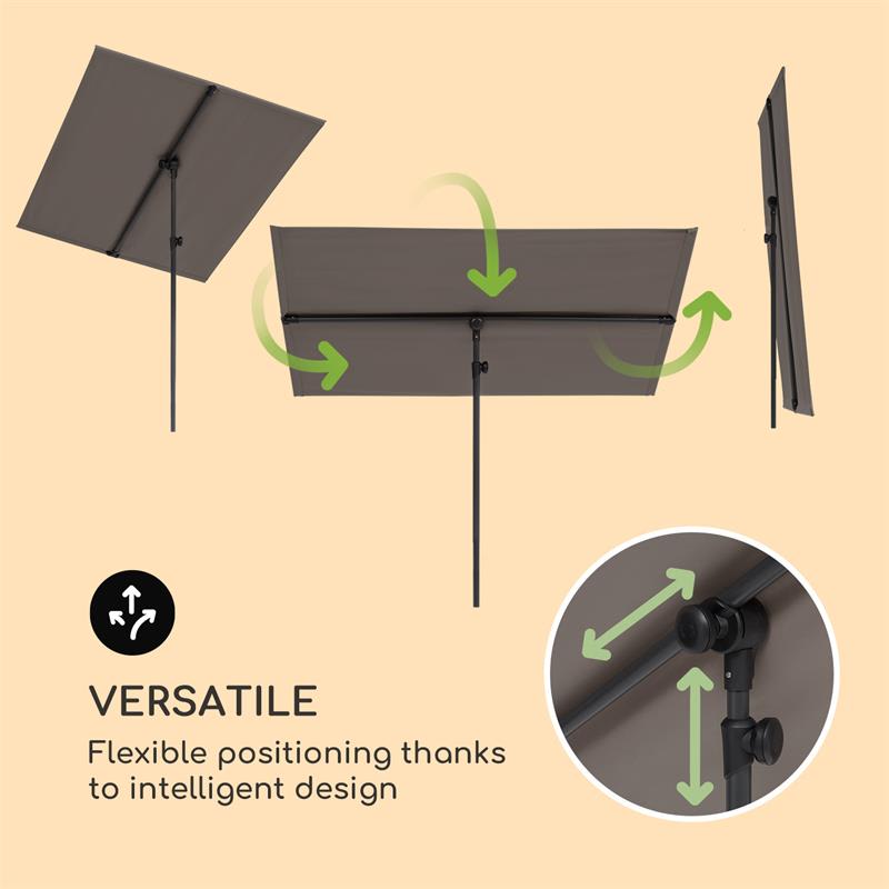 Blumfeldt Flex-Shade L Parasol Sun Shade 130 x 180 cm Polyester UV 50 Dark Grey