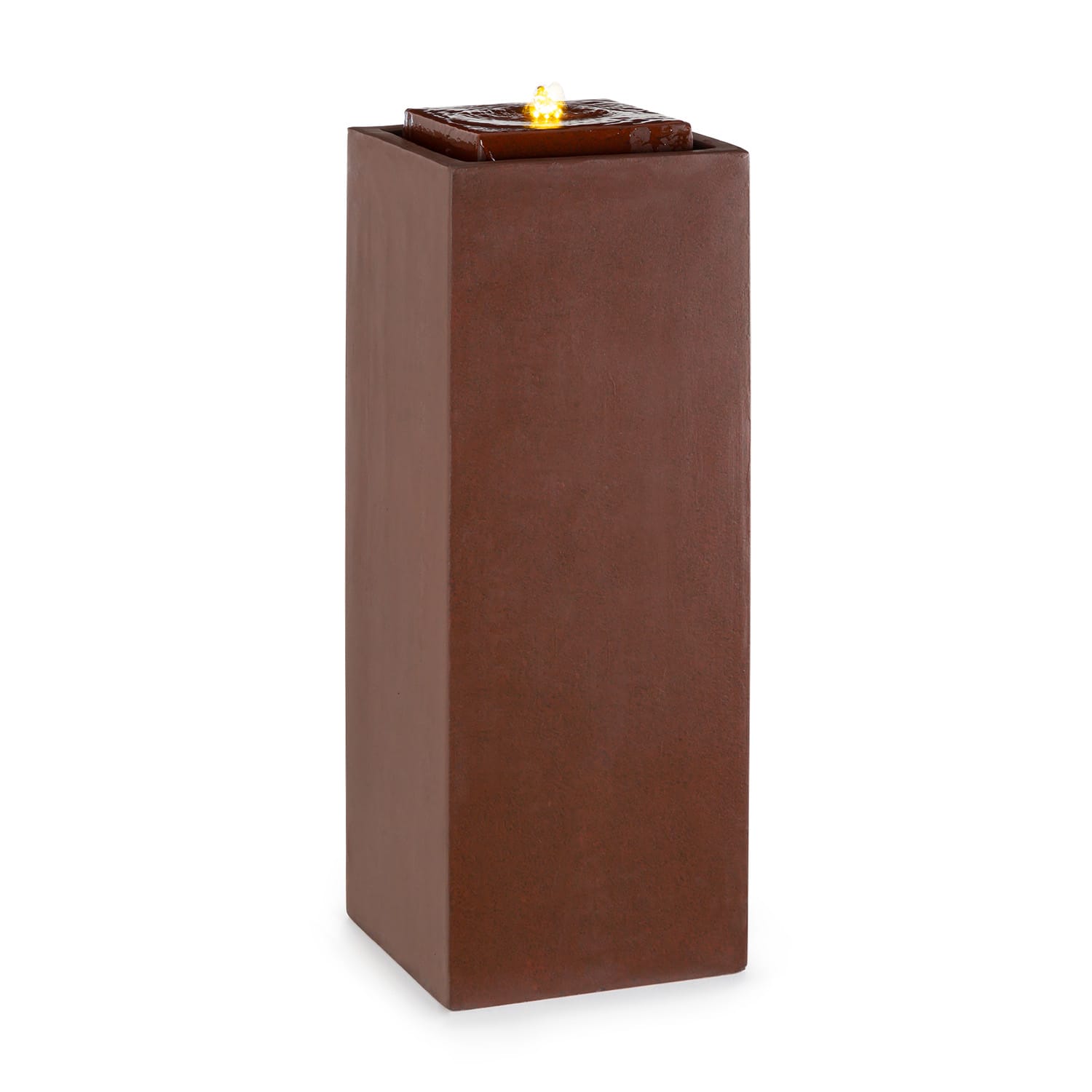 Messina Gartenbrunnen LED 30 x 84 x 30 cm Zement kupferfarben