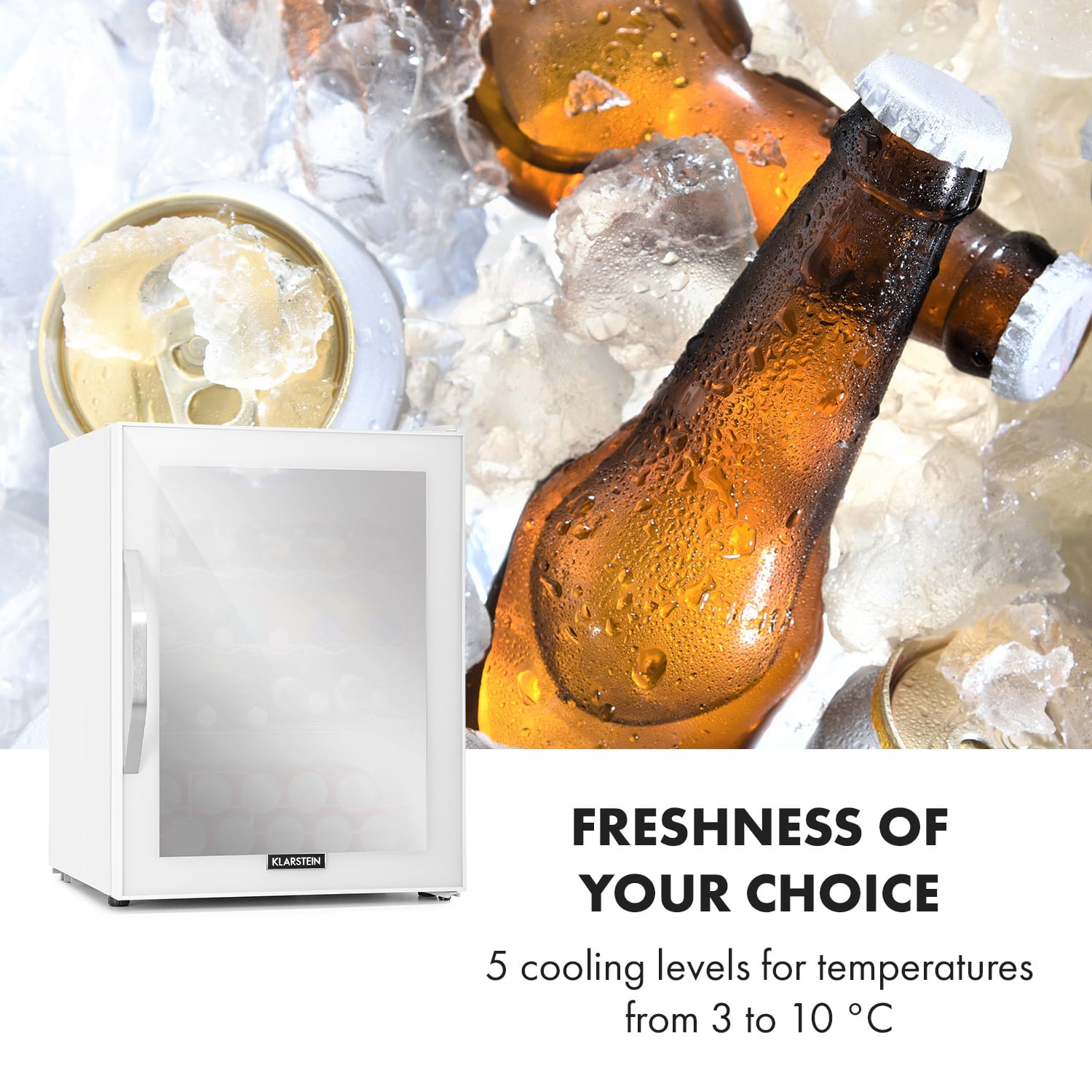 Klarstein Beersafe XL Quartz Refrigerator 60 litres 4 shelves Panorama glass door