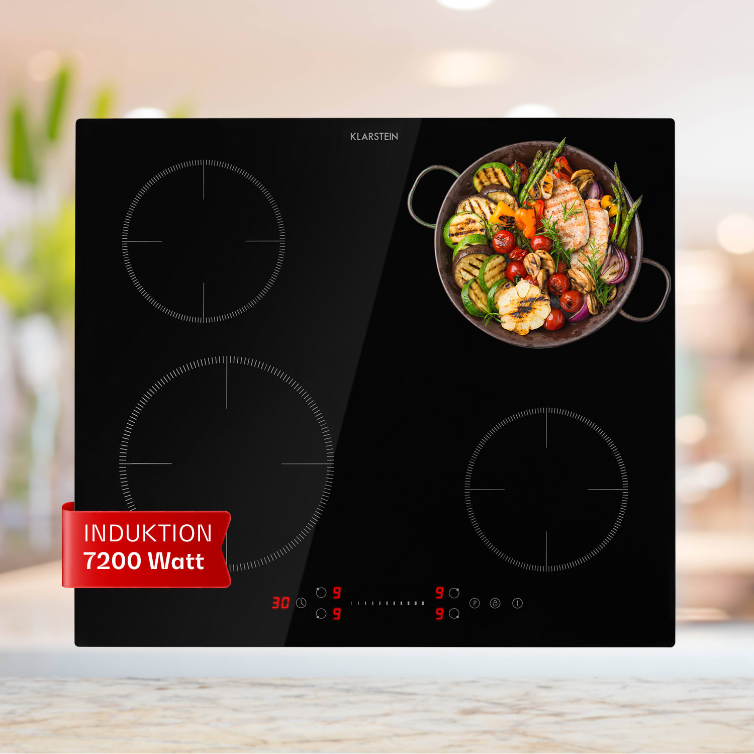 Klarstein Virtuosa EcoAdapt plită cu inducție 4 zone 7200 W sticlă negru