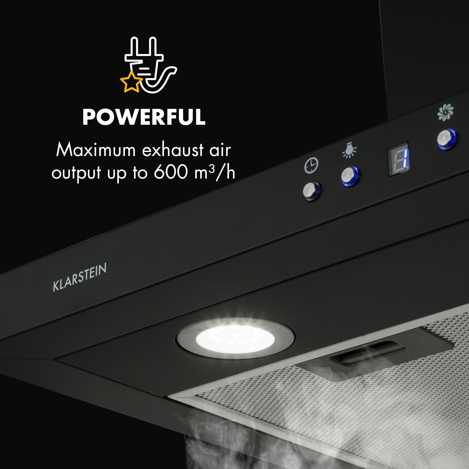 Klarstein Limelight Cooker Extractor Hood 60cm Wall Hood 600m³ / h Black