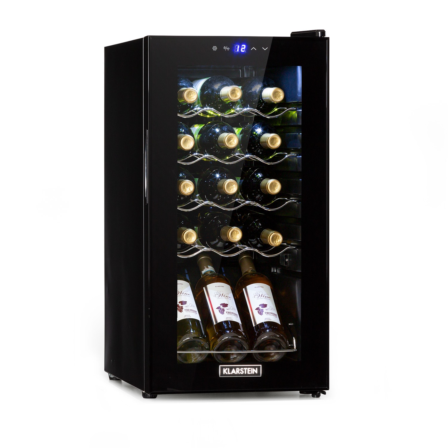 Fotografie produktu: Klarstein Shiraz 15 Slim Uno, vinotéka, 44 l, dotykové ovládání, 135 W, 5-18 °C, černá