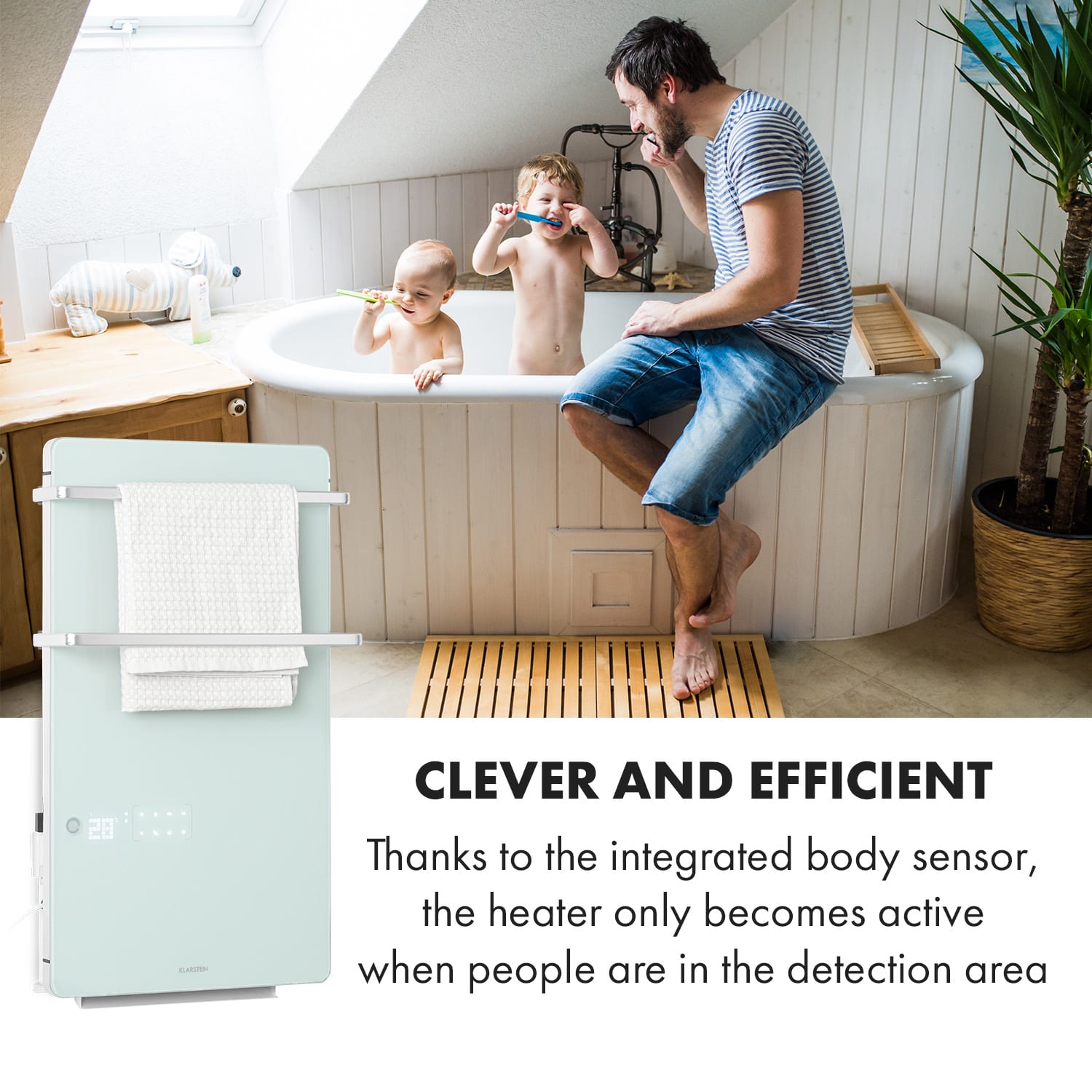 Klarstein Hot Spot Crystal Flow Bathroom Heater 45x82cm 36m² 2000W 5-40C LED