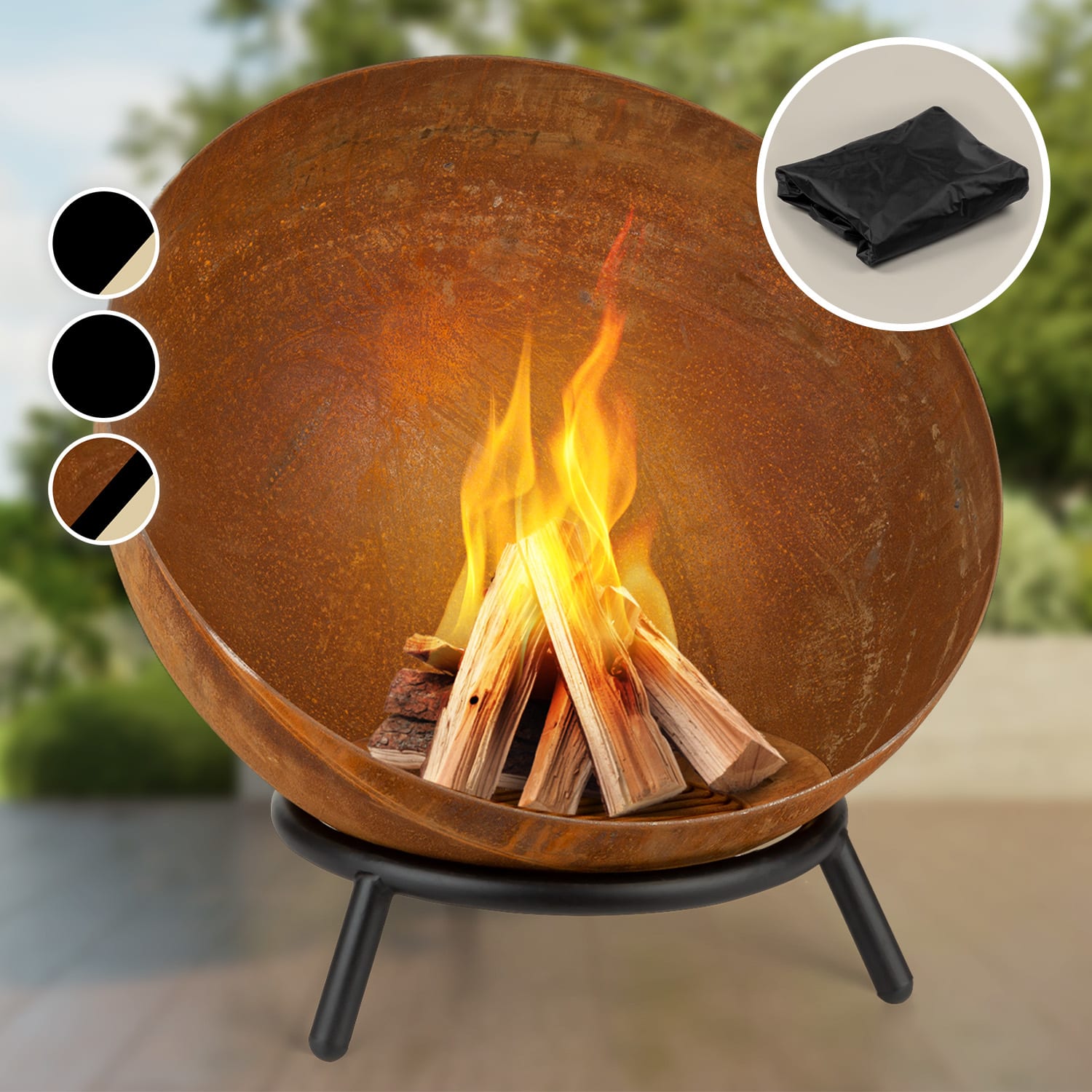Blumfeldt Fireball Rust, Fire Bowl, 60 cm Ø, Tiltable, Rust Finish, Rust