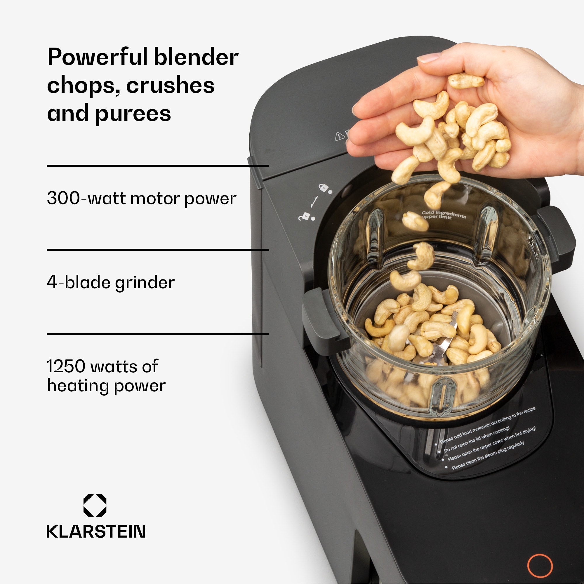 Klarstein Marcia Nut Milk Maker 300 - 1200 ml 360 Touch Removable Water Tank