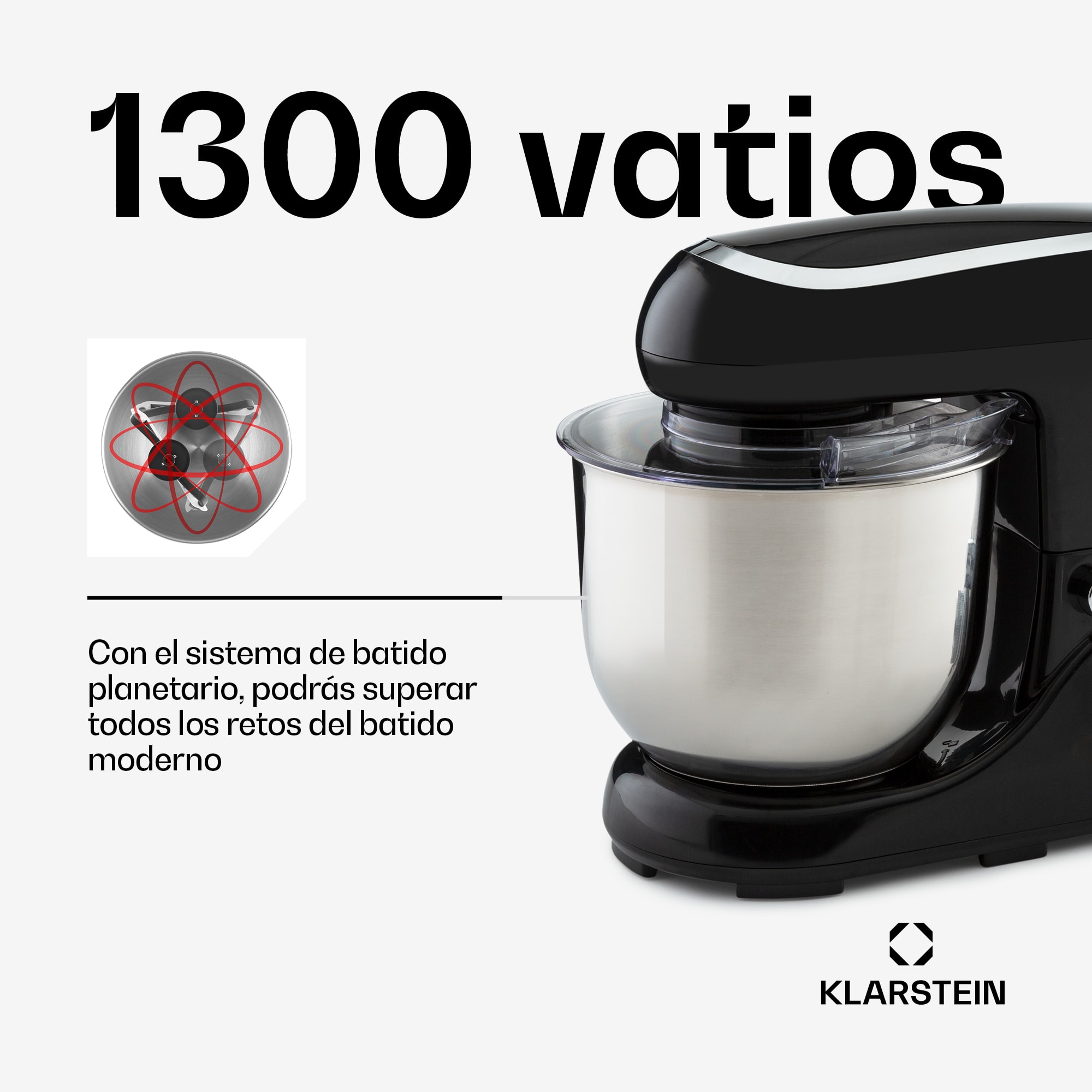 Klarstein Procesador de alimentos Bella Pico 2G 1300W 1,7HP 6 Pasos 5 Litros