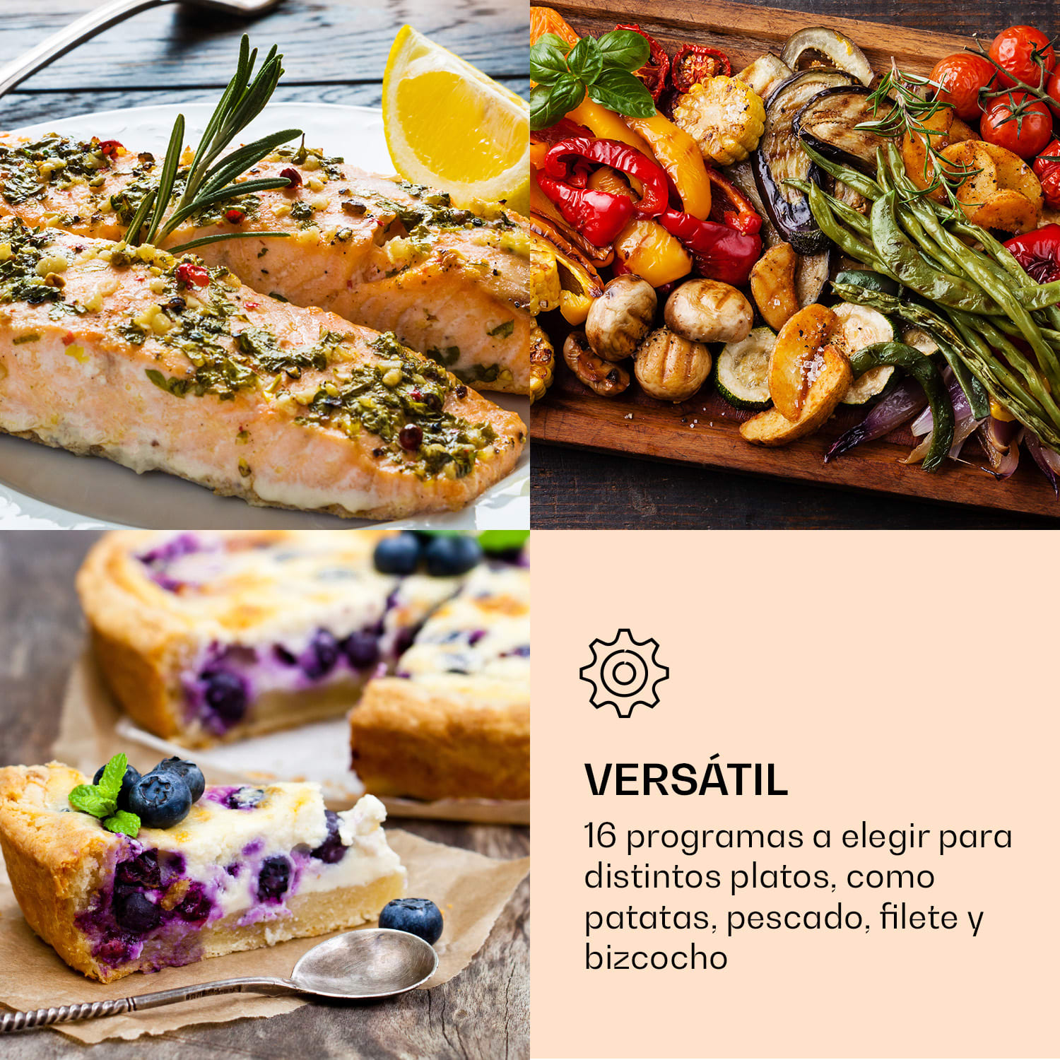 Klarstein AeroVital Cube Chef Freidora de aire caliente 1700 W 14 L 16 programas Calor superior e inferior