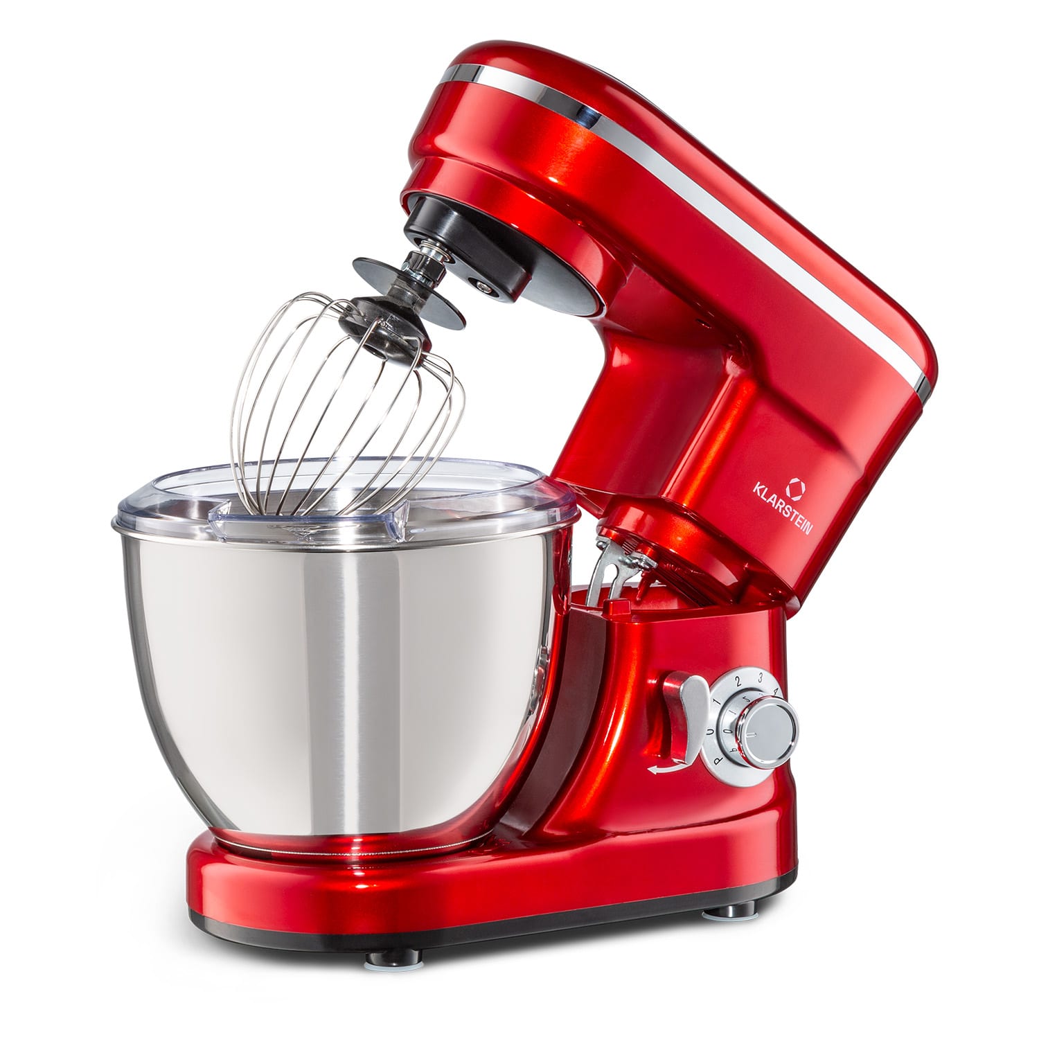 Klarstein Bella Mini - Robot Da Cucina, Impastatrice Planetaria, 1200 W, 6 Livelli Di Velocità, Mixer In Acciaio Inox, Funzione A Impulsi, Sistema Di Miscelazione Planetario, 3 Attacchi, Rosso-image