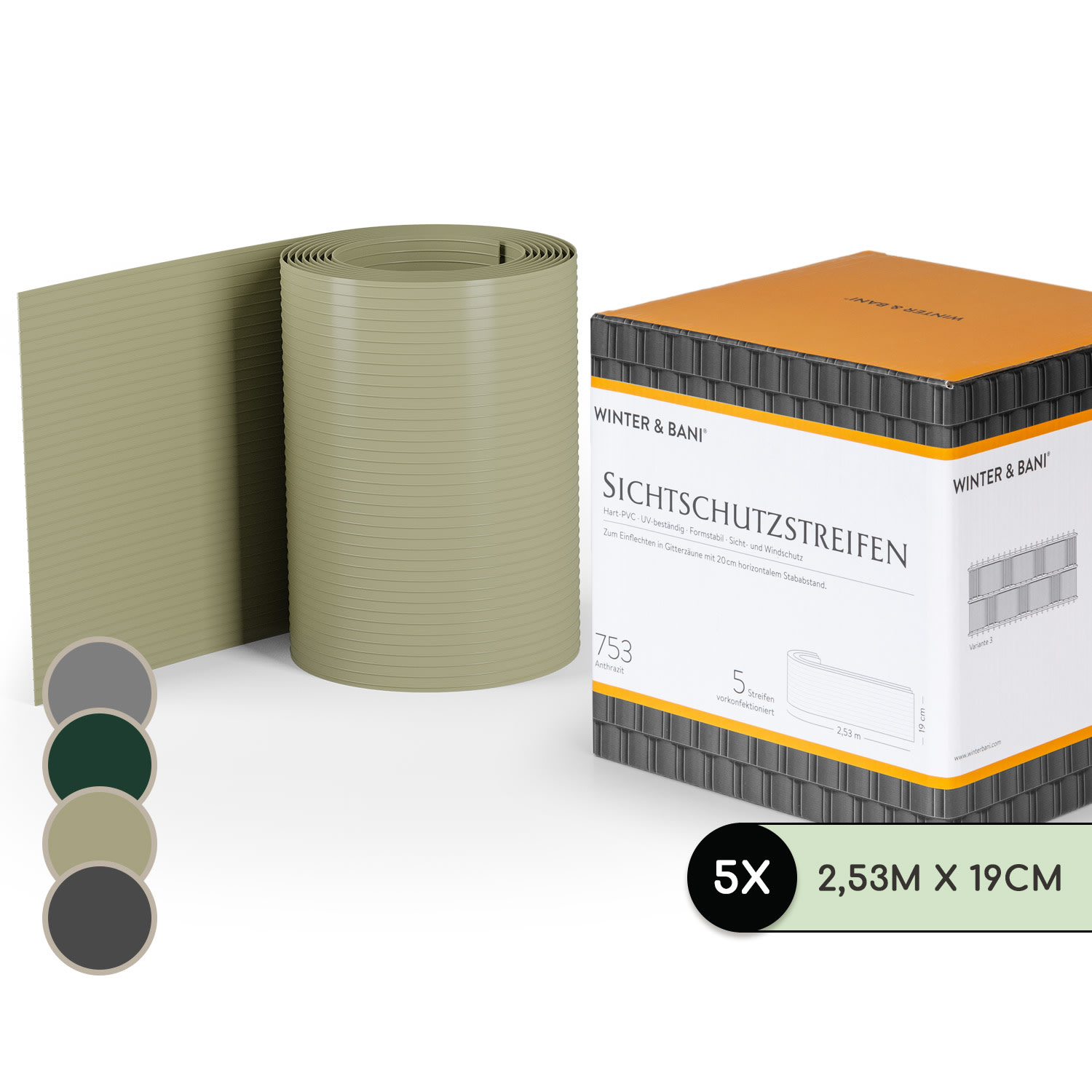 Blumfeldt Tiras de protección visual para vallas plástico duro PVC 2,53 x 0,19 m