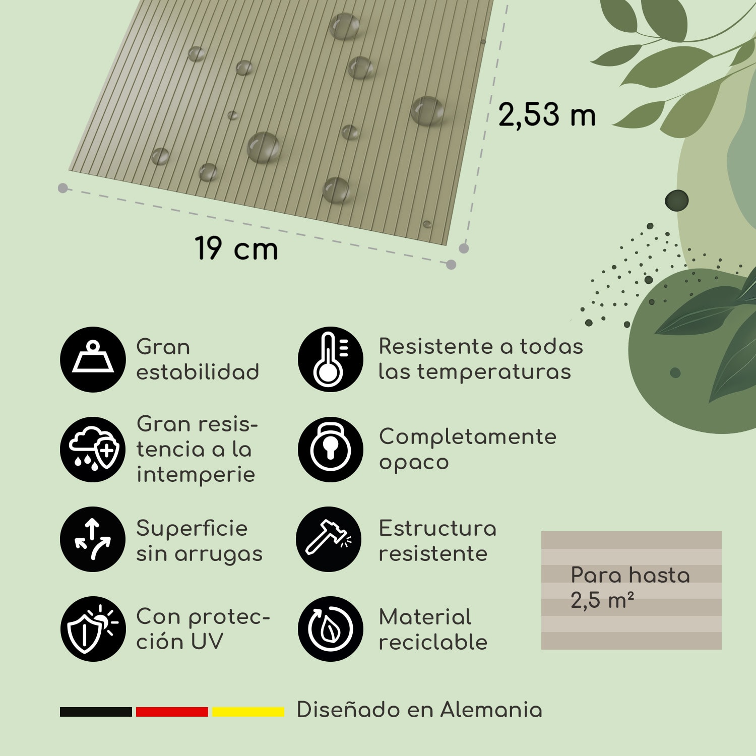 Blumfeldt Tiras de protección visual para vallas plástico duro PVC 2,53 x 0,19 m