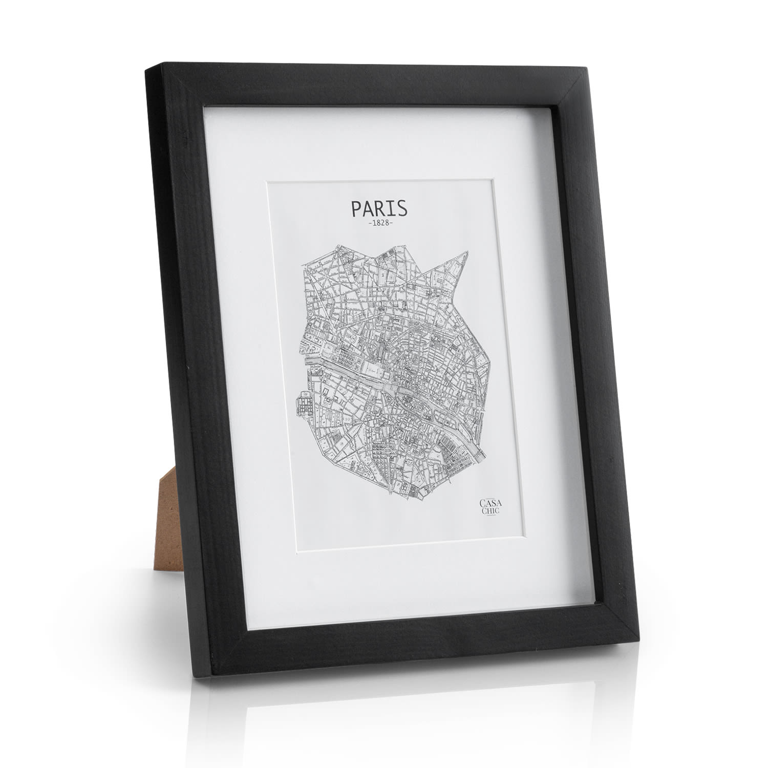 Casa Chic Bristol cornice, lastra di vetro, 20 x 25 cm, con passepartout, in vero legno
