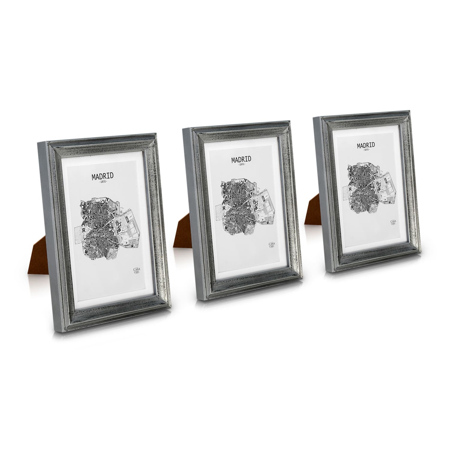 Casa Chic Lancaster cornice, rettangolare, set da 3, foto 17 x 12 cm, passepartout, legno