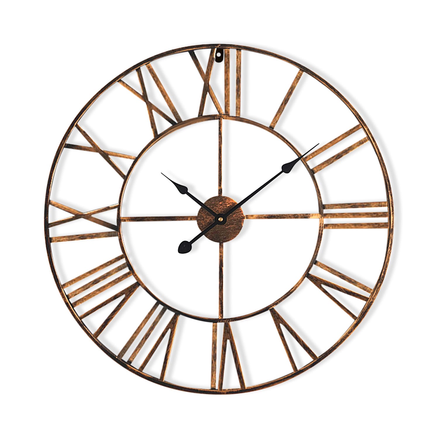 Antic by Casa Chic - Orologio Grande in Metallo da Parete con Meccanismo Silenzioso al QUARZO - 60 cm Diametro - Numeri Romani - Ferro - Rame