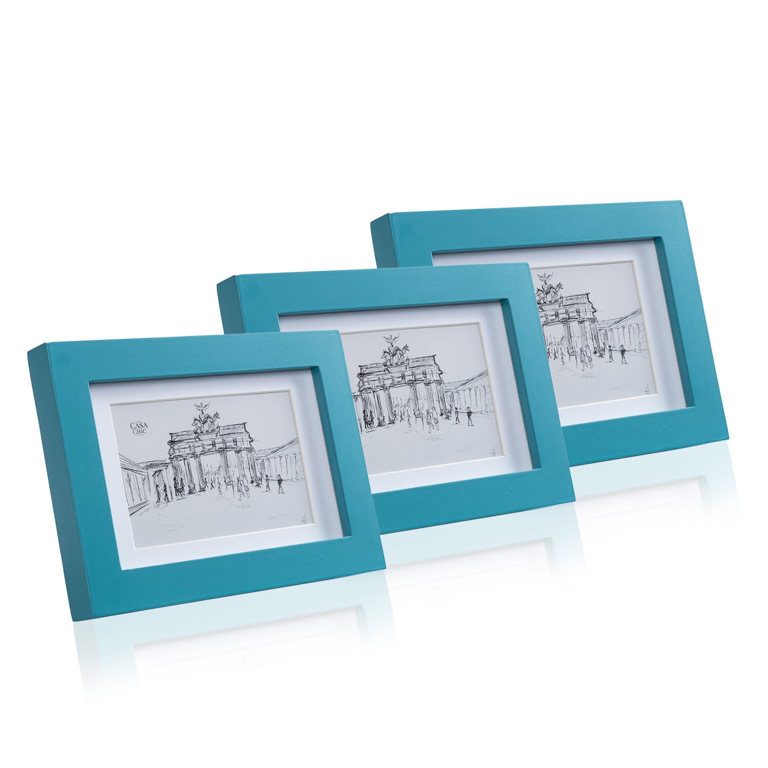 Casa Chic Cornice Clapton Set di 3 cornici rettangolari 14 x 9 cm Foto Passepartout Vetro