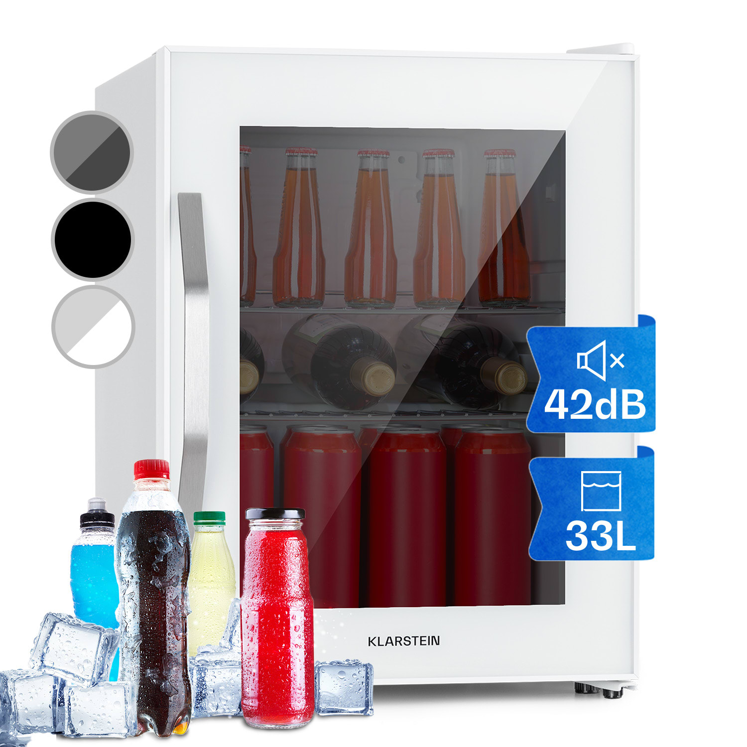 Klarstein Beersafe M Quartz, chladnička, 33 l, 2 police, sklenené panoramatické dvierka