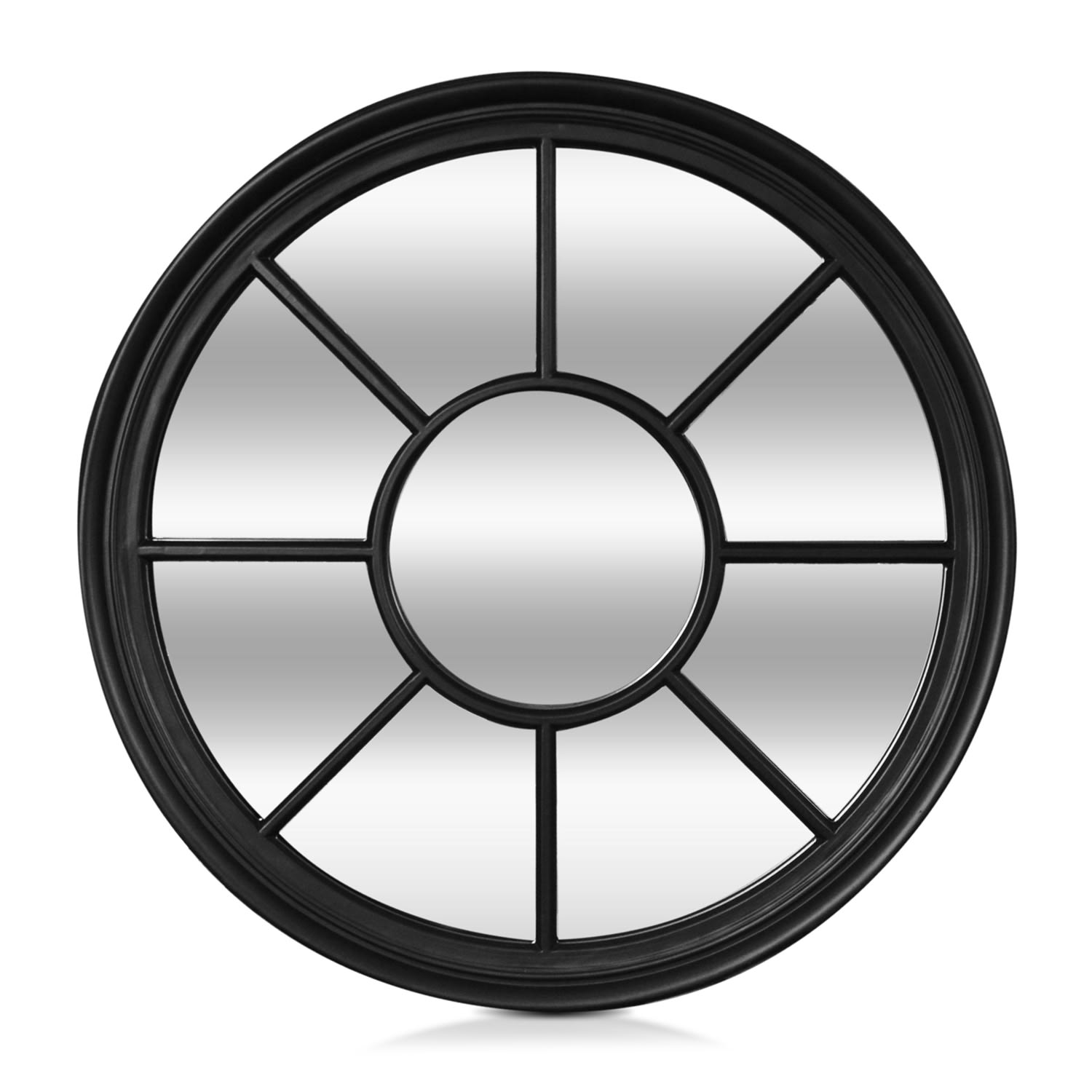 Casa Chic Leeds Oglindă de perete cu ramă rotundă din lemn adevărat Ø 90 cm