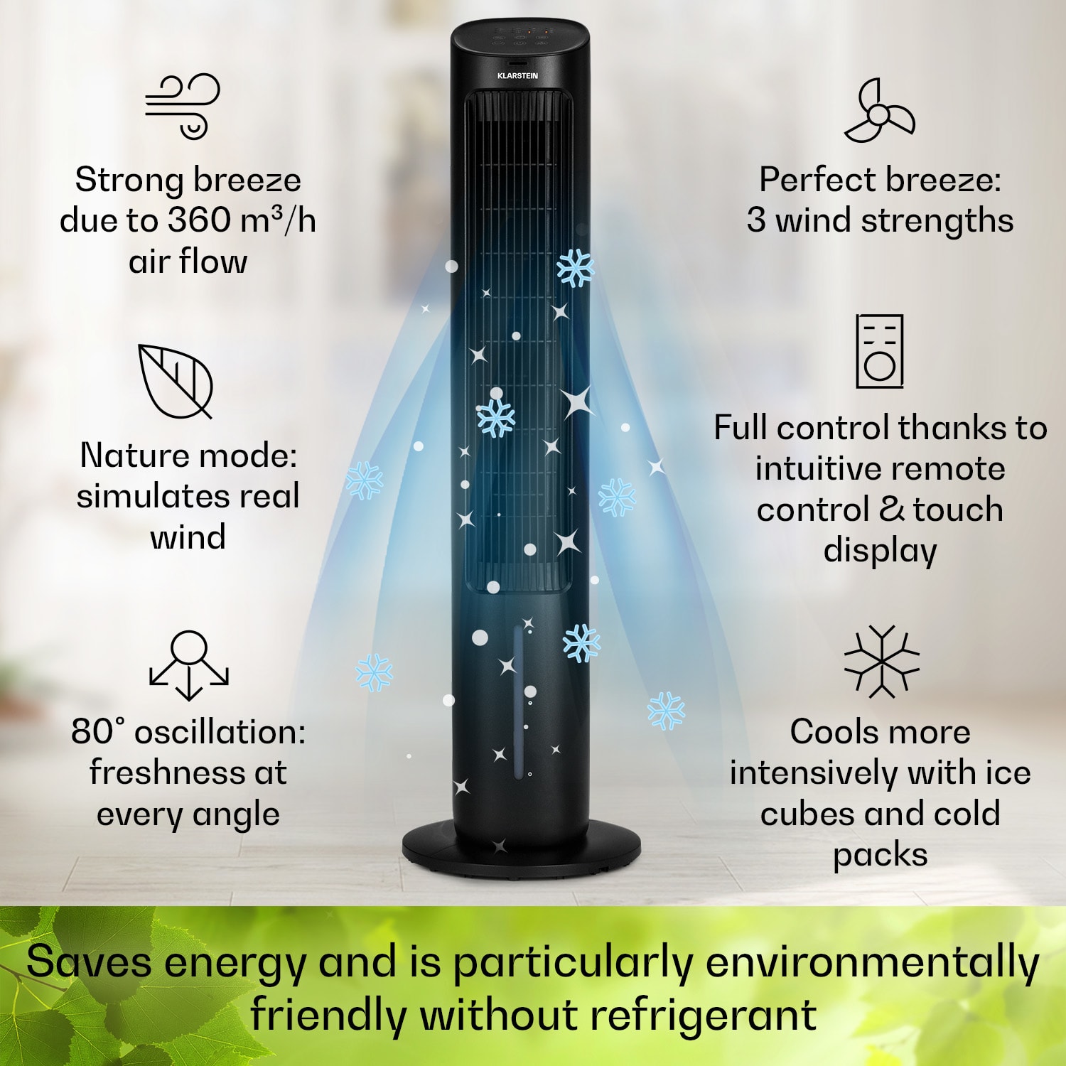 Klarstein Mistral 5-in-1 air cooler fan humidifier ioniser 360 m³/h remote control