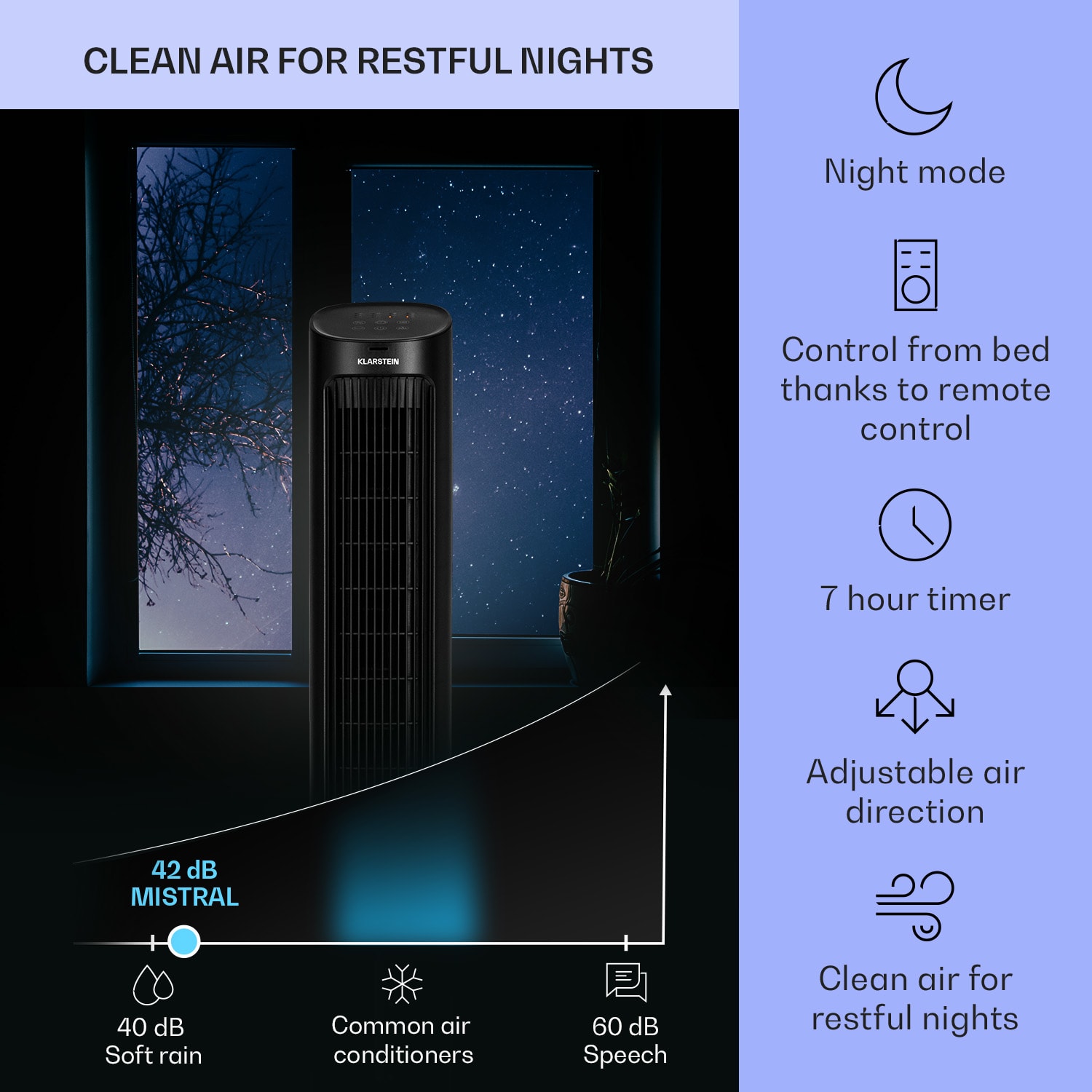 Klarstein Mistral 5-in-1 air cooler fan humidifier ioniser 360 m³/h remote control