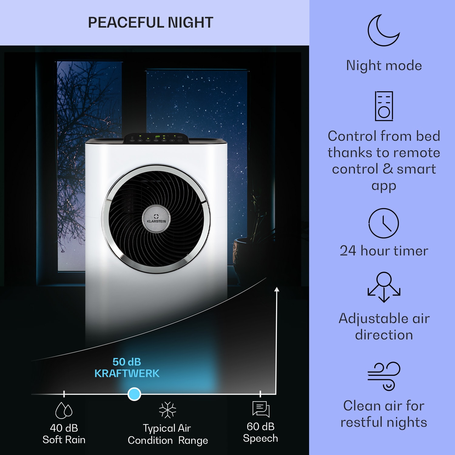 Klarstein Kraftwerk Eco Smart 11 Air Conditioner 3-in-1 11,500 BTU App Control Remote Control